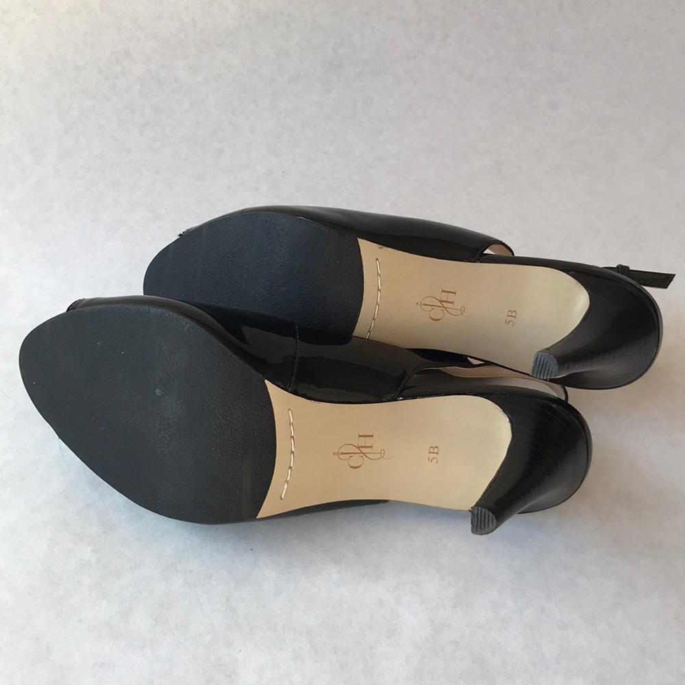 Black Cole Haan Margot Peep Toe Silngback Heels - Picture 5 of 7